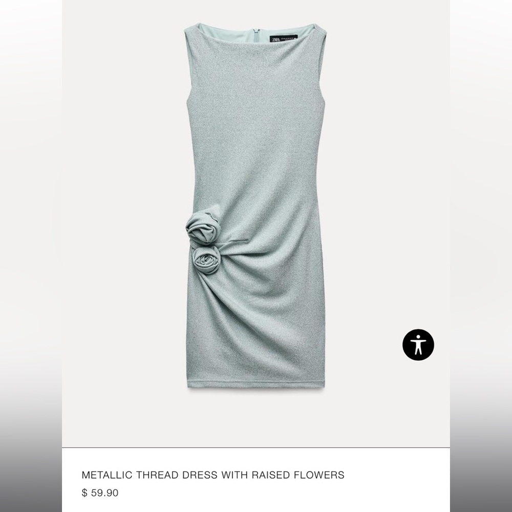 Zara METALLIC THREAD DRESS WITH RAISED FLOWERS